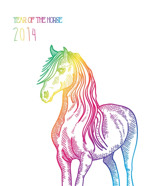 Rainbow Chinese New Year of horse 2014 terisolasi - Stok Vektor