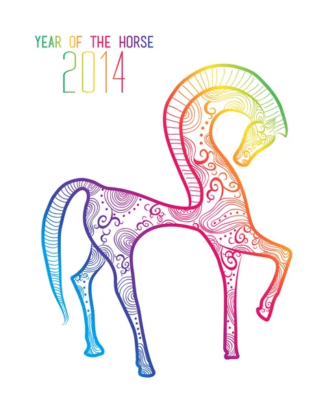 Multicolor Año Nuevo Chino de caballo 2014 aislado — Vector de stock