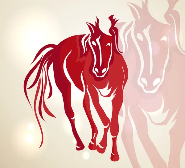 Chinesisches Neujahr 2014 rotes Wanderpferd — Stockvektor
