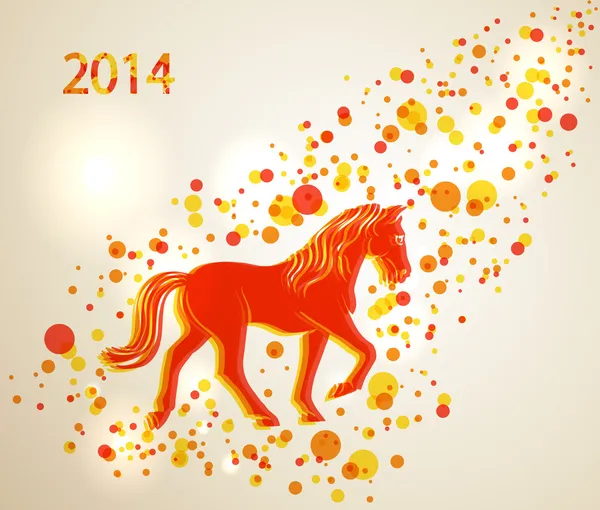 Multicolor chino Año Nuevo de caballo 2014 fondo — Vector de stock