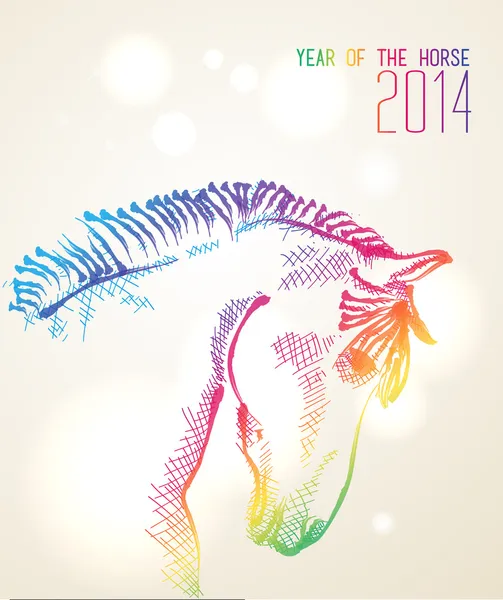 Multicolor chino Año Nuevo de caballo 2014 fondo — Vector de stock