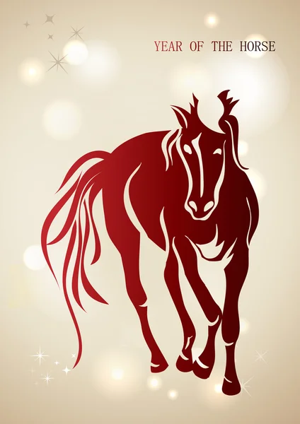 Red Chinese New Year of horse 2014 background — Stock Vector