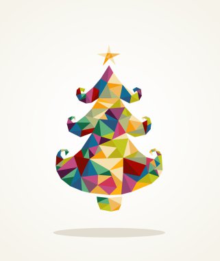 Merry christmas çağdaş çam ağacı tebrik kartı