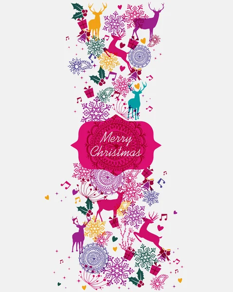 Feliz Navidad multicolores tarjeta postal — Vector de stock