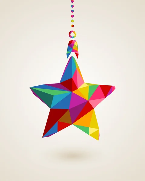 Christmas star multicolors hanging bauble — Stock Vector