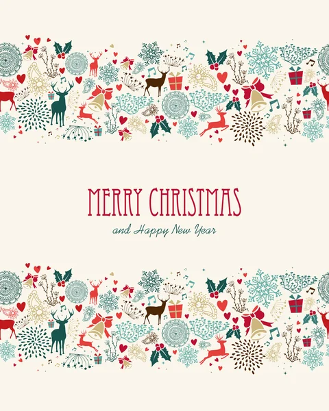 メリー クリスマスのビンテージ シームレスなパターン — ストックベクタ