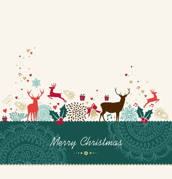 Merry Christmas vintage greeting card — Stock Vector