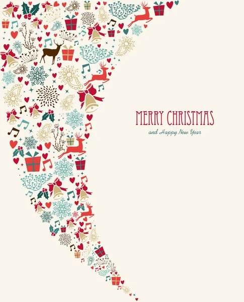 Merry Christmas vintage elements composition — Stock Vector