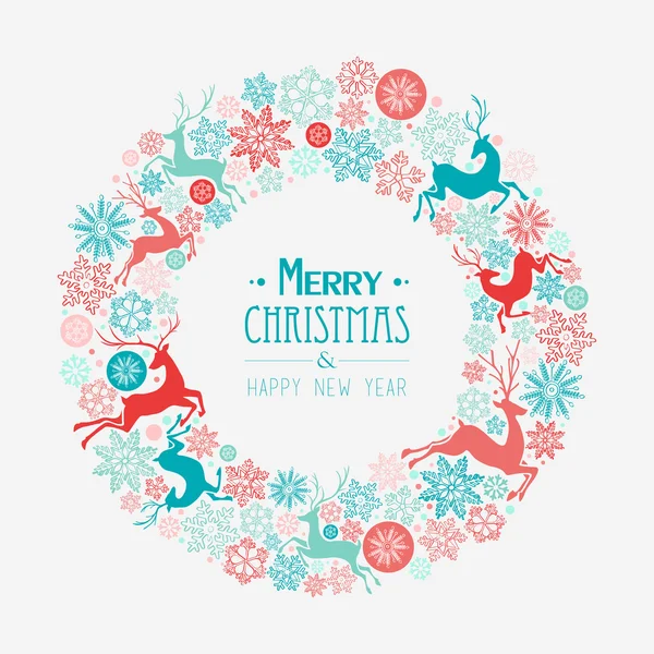 Feliz Natal e Feliz Ano Novo cartão de saudação — Vetor de Stock