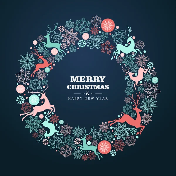 Merry Christmas and Happy New Year greeting card — Stock Vector