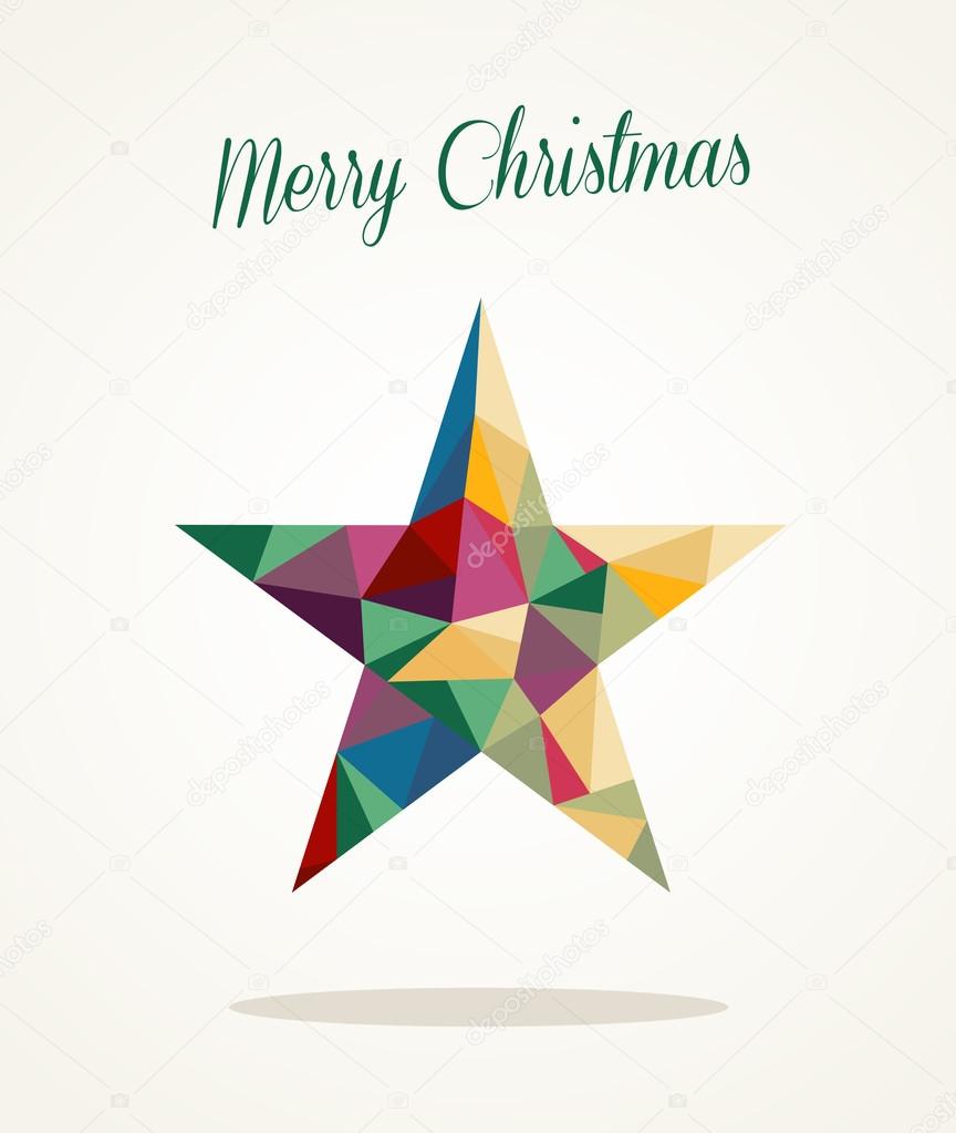 Merry Christmas contemporary triangle star greeting card