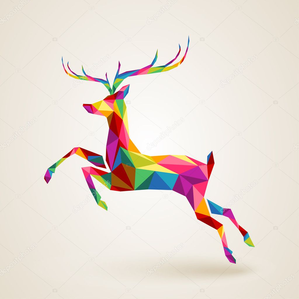 Christmas deer multicolor origami