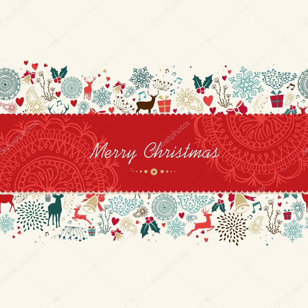 Buon Natale Vintage.Buon Natale Vintage Modello Biglietto Di Auguri Vettoriali Stock C Cienpies 36422225