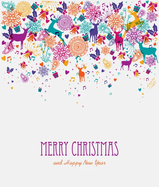 Feliz Natal Cartão de felicitações coloridas — Vetor de Stock