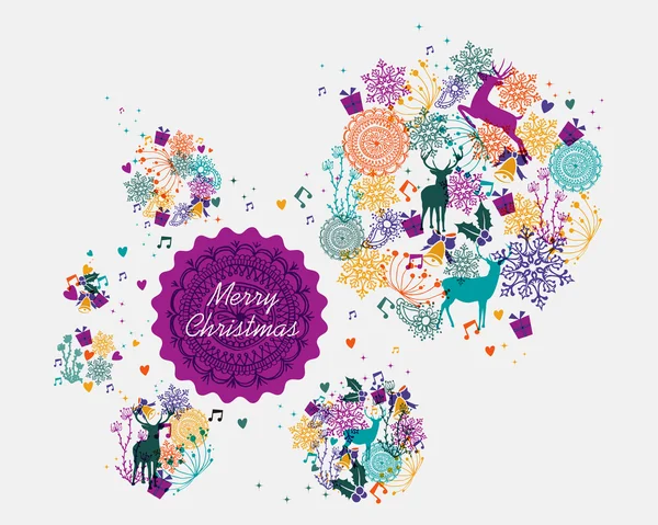 Merry Christmas colorful postcard — Stock Vector