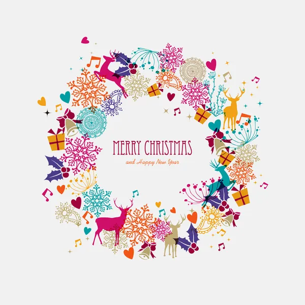 Karácsonyi koszorú holiday elemek illusztráció — Stock Vector