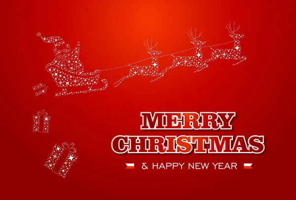 Veselé Vánoce a šťastný nový rok santa hvězdy karta — Stockový vektor