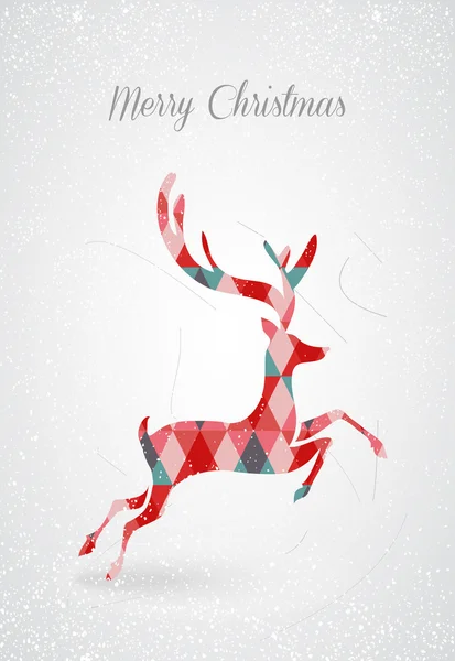 Merry Christmas retro abstract deer postal card — Stock Vector