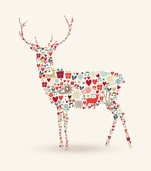 Christmas reindeer composition — Stock Vector