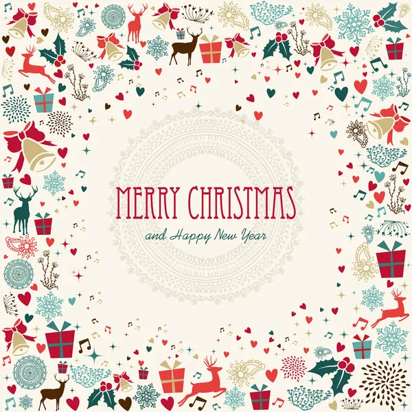 Joyeux Noël vacances icônes colorées illustration — Image vectorielle