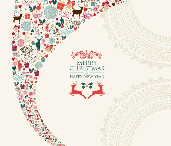 Merry christmas vintage elementen samenstelling — Stockvector