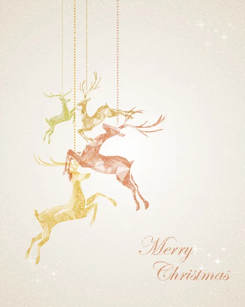 快乐圣诞抽象挂驯鹿贺卡 — 图库矢量图片