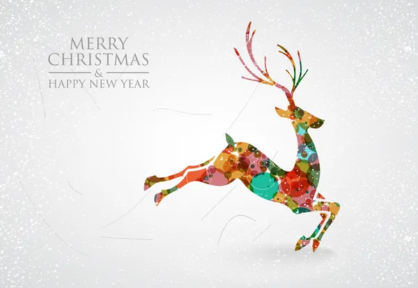 Весела різдвяна барвиста листівка для оленів — стоковий вектор