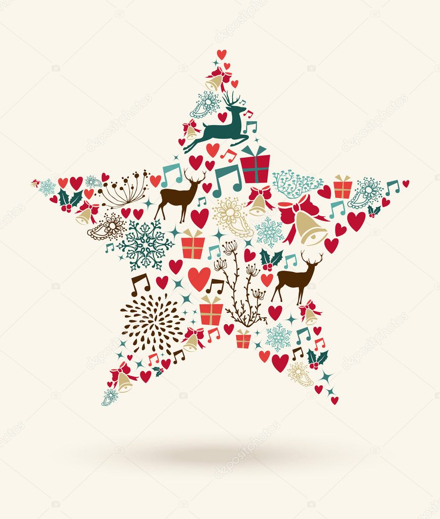 Merry Christmas star shape illustration
