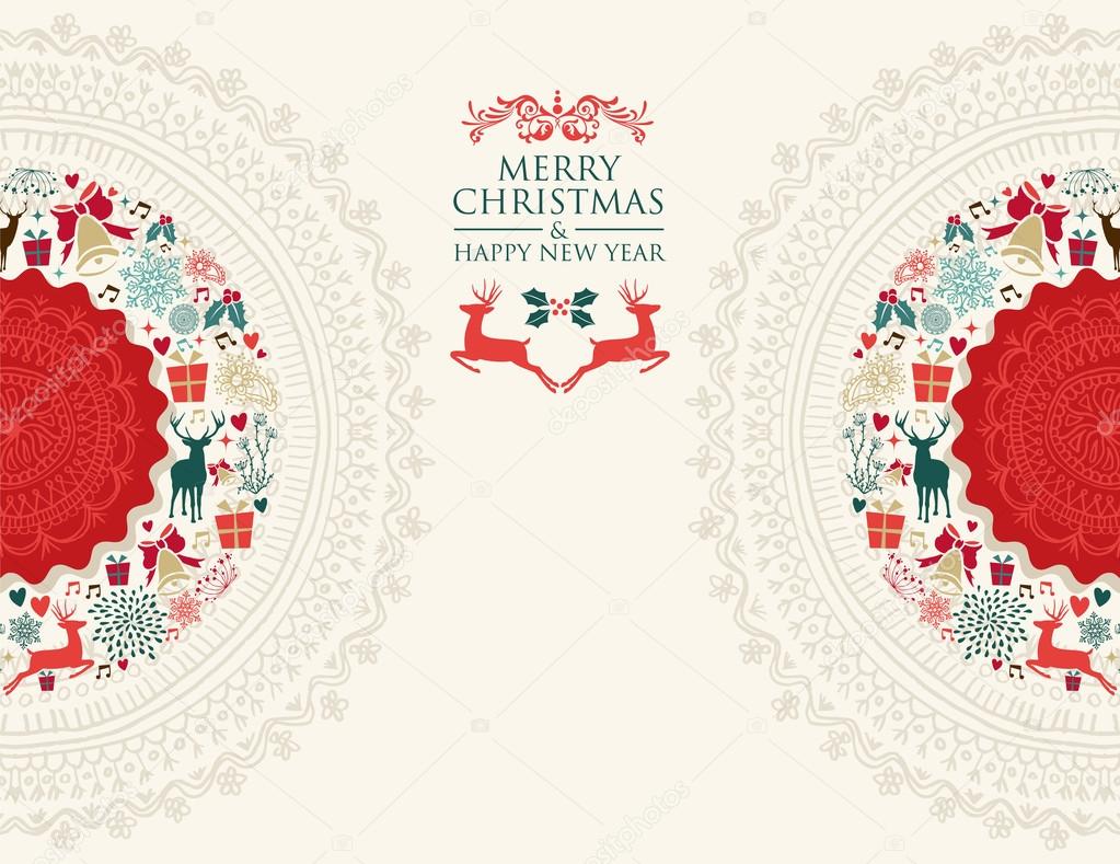 Merry Christmas vintage greeting card illustration