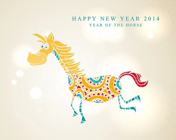 Funny cartoon horse Chinese New Year 2014 — Stock Vector