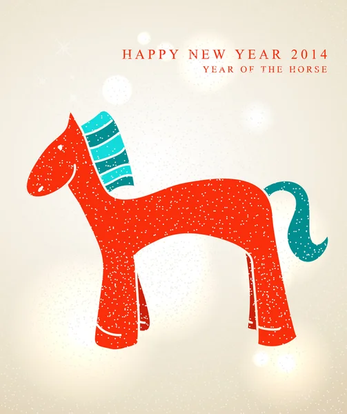 Año Nuevo chino 2014 lindo caballo de dibujos animados — Vector de stock