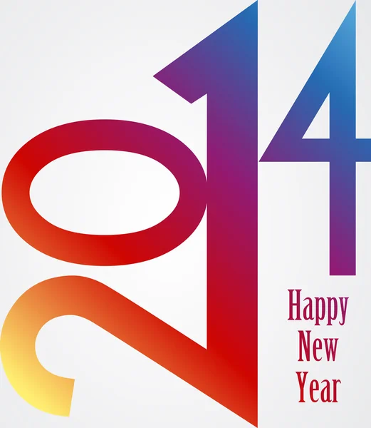 Mutlu yeni yıl 2014 gökkuşağı illüstrasyon — Stok Vektör