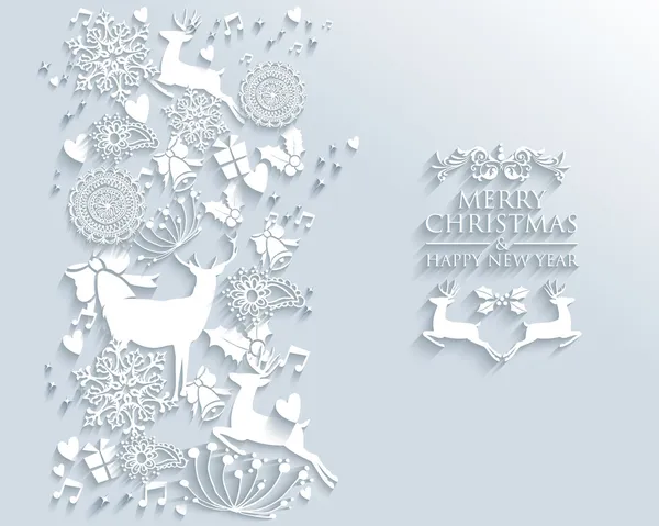 Beyaz neşeli Noel ve mutlu yeni yıl kış tebrik kartı