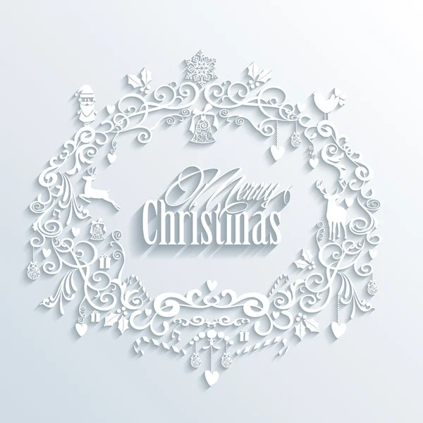 Abstrakt vit god jul och gott nytt år krans greetin — Stock vektor