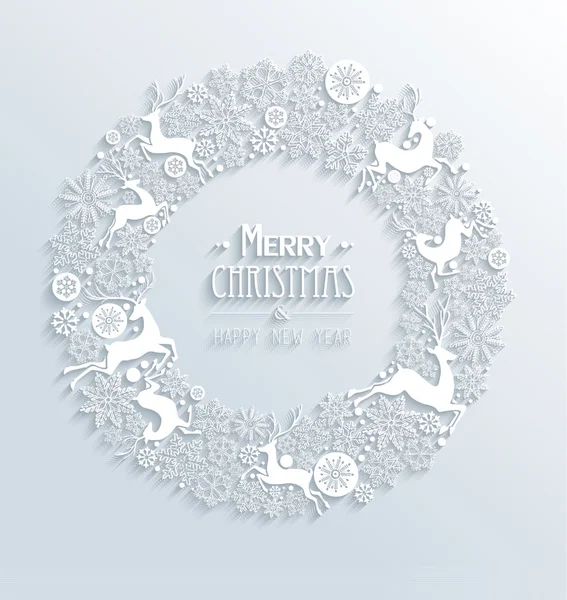 White Merry Christmas and Happy New Year 3D белые элементы — стоковый вектор