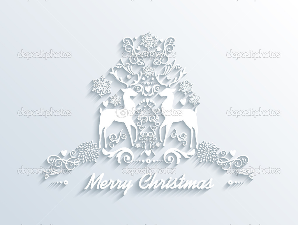 White Merry Christmas season greeting postcard