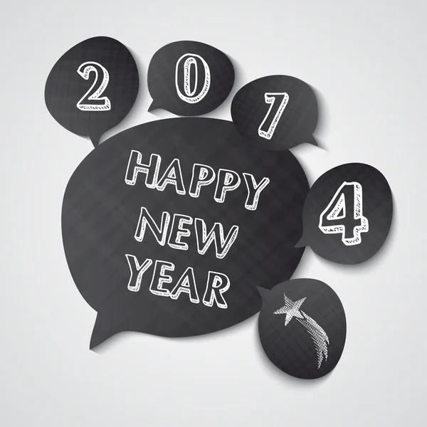 Happy New Year 2014 blackboard speech bubbles — Stock Vector