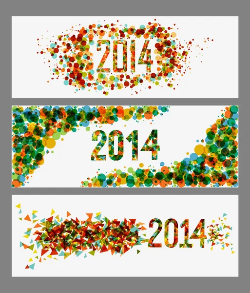 Feliz Año Nuevo 2014 colores abstractos banner conjunto — Vector de stock