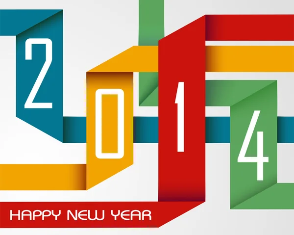 Felice anno nuovo 2014 nastri colorati — Vettoriale Stock