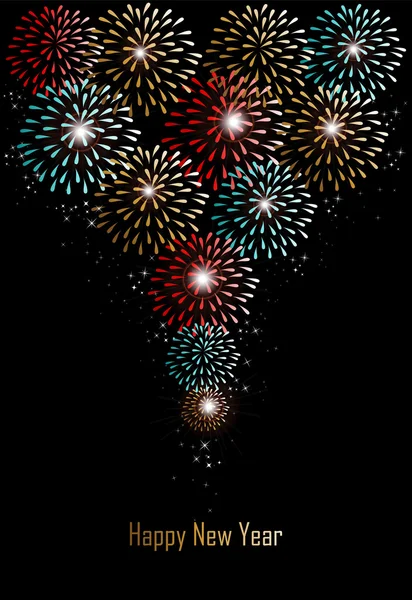 Feliz Ano Novo fundo fogos de artifício — Vetor de Stock