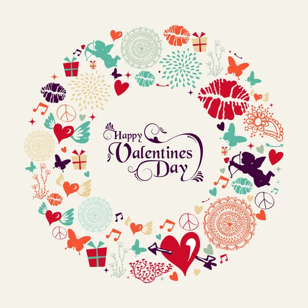 De dag van Valentijnskaarten vintage wenskaart — Stockvector
