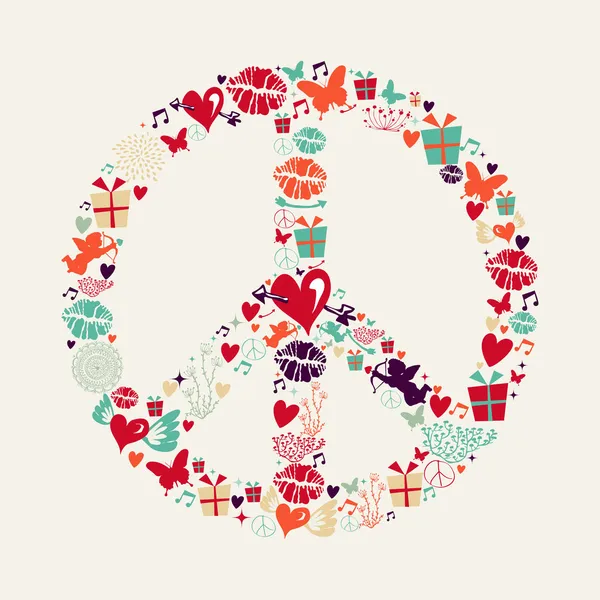 Valentines day peace and love colorful card Stock Vector