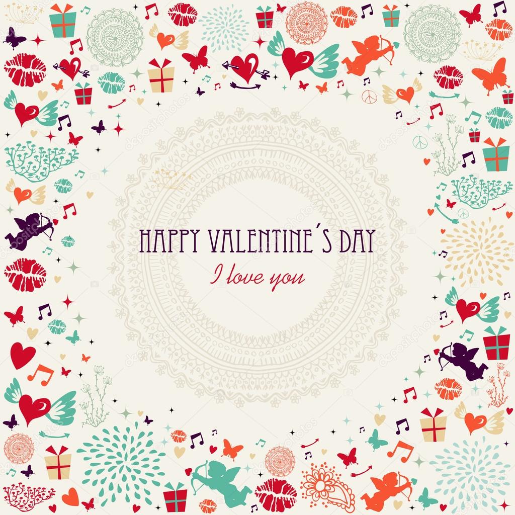 Valentines day colorful greeting card