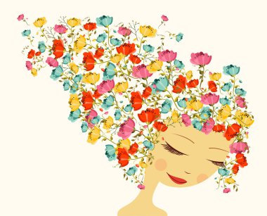 güzel sezon kadın soyut saç tasarım öğeleri