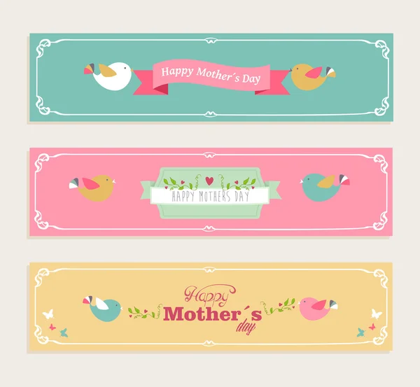 Bannières Vintage Happy Mothers ensemble — Image vectorielle