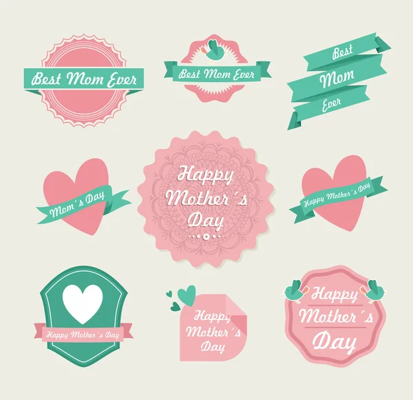 Set de etiquetas vintage Happy Mothers day — Archivo Imágenes Vectoriales