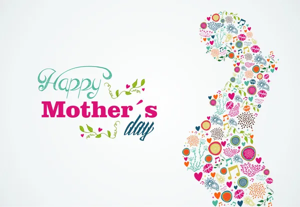 Happy Mothers silhouette femme enceinte illustration — Image vectorielle