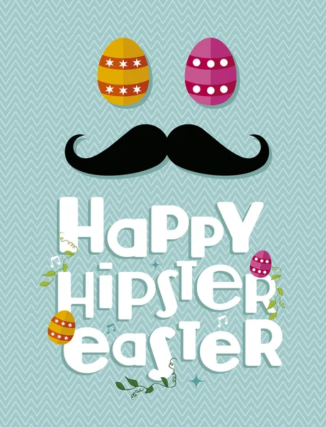Hipster tarjeta de felicitación de Pascua — Vector de stock
