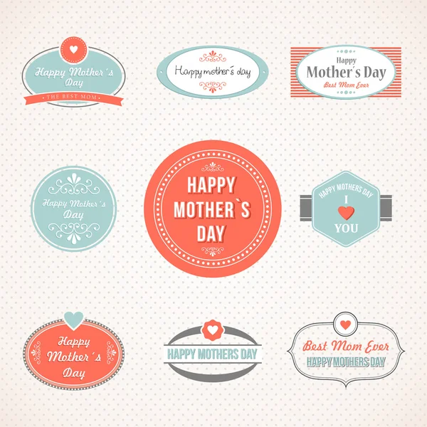 Retro carino Happy Mothers giorno etichetta set — Vettoriale Stock