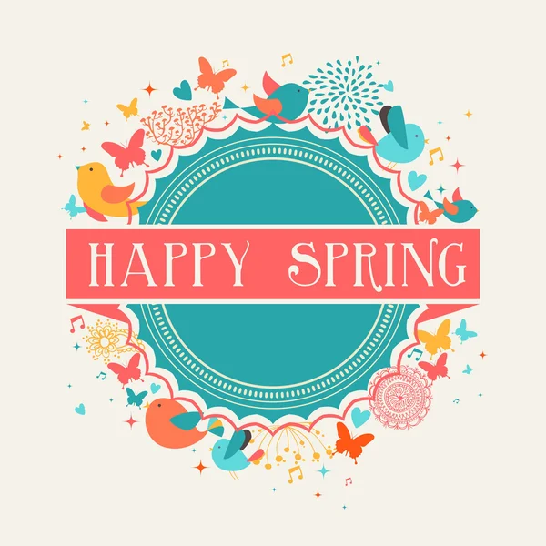 Retro Happy Spring composición de la etiqueta — Vector de stock